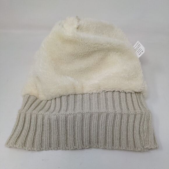 Britt's Knits Beanie Hat Cream One Size Hand Knitted Faux Fur Pom Pom - Picture 6 of 9